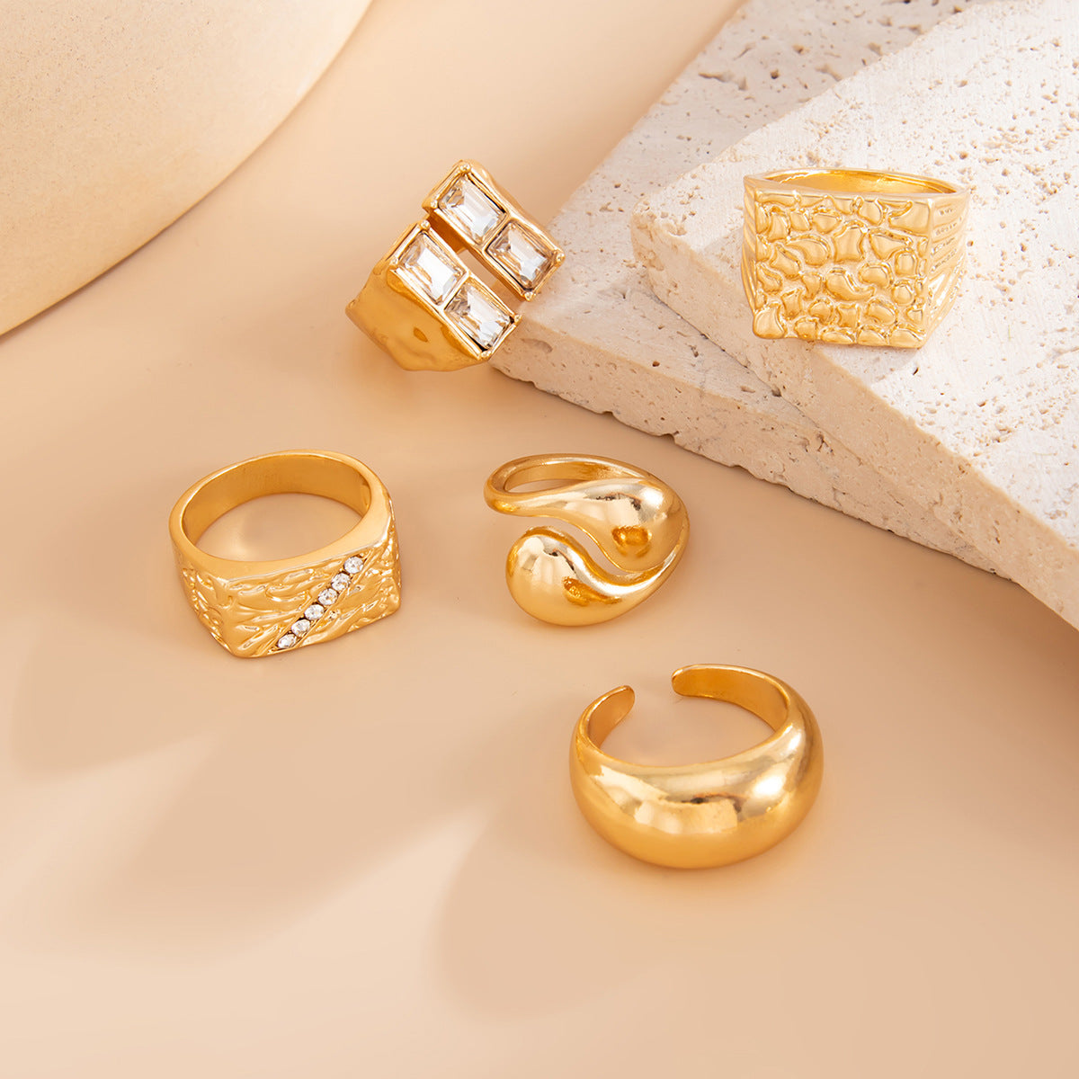 GOLD&SILK Diamond and Gemstone Set Rings (5 pieces)