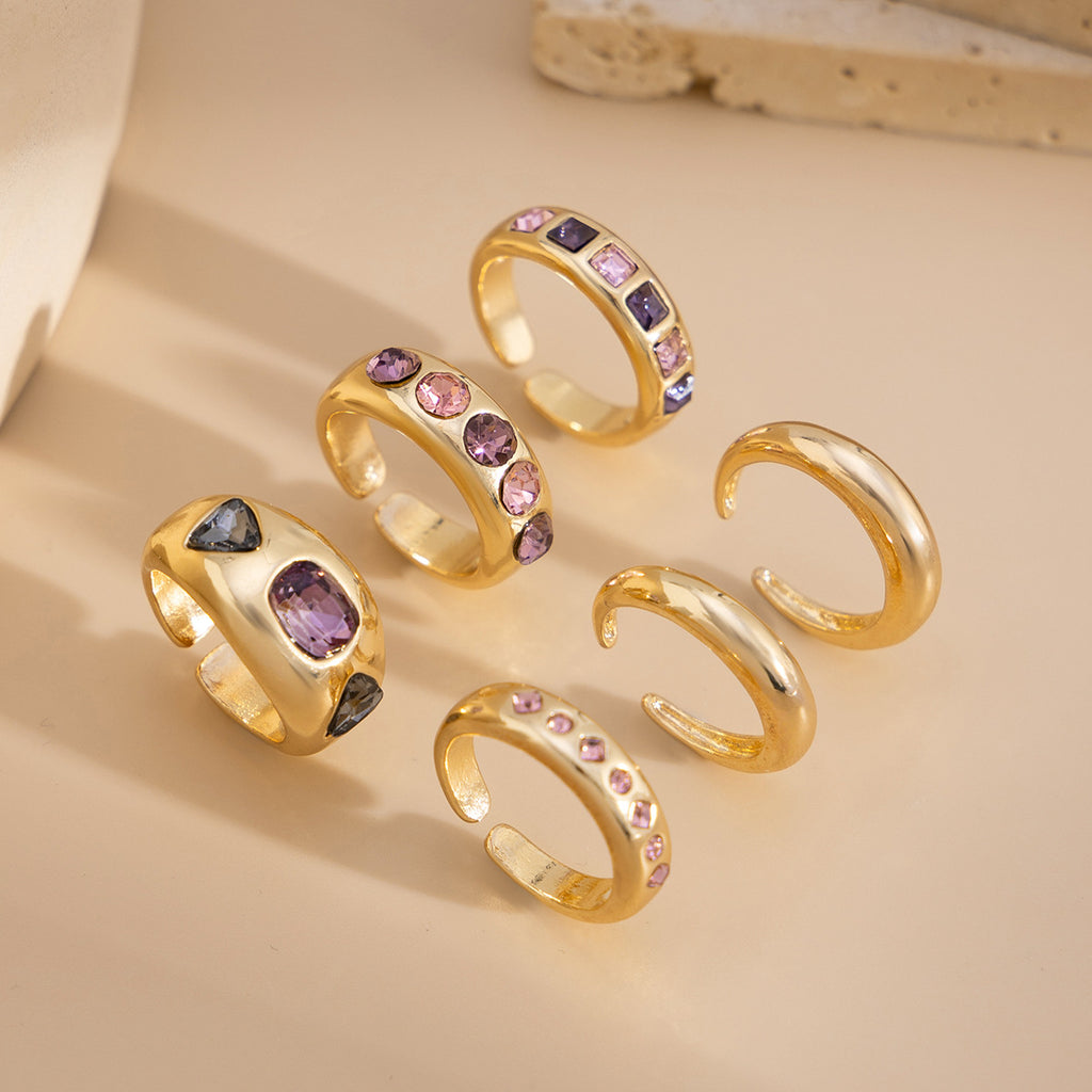 GOLD&SILK Diamond and Gemstone Set Rings (6 pieces)