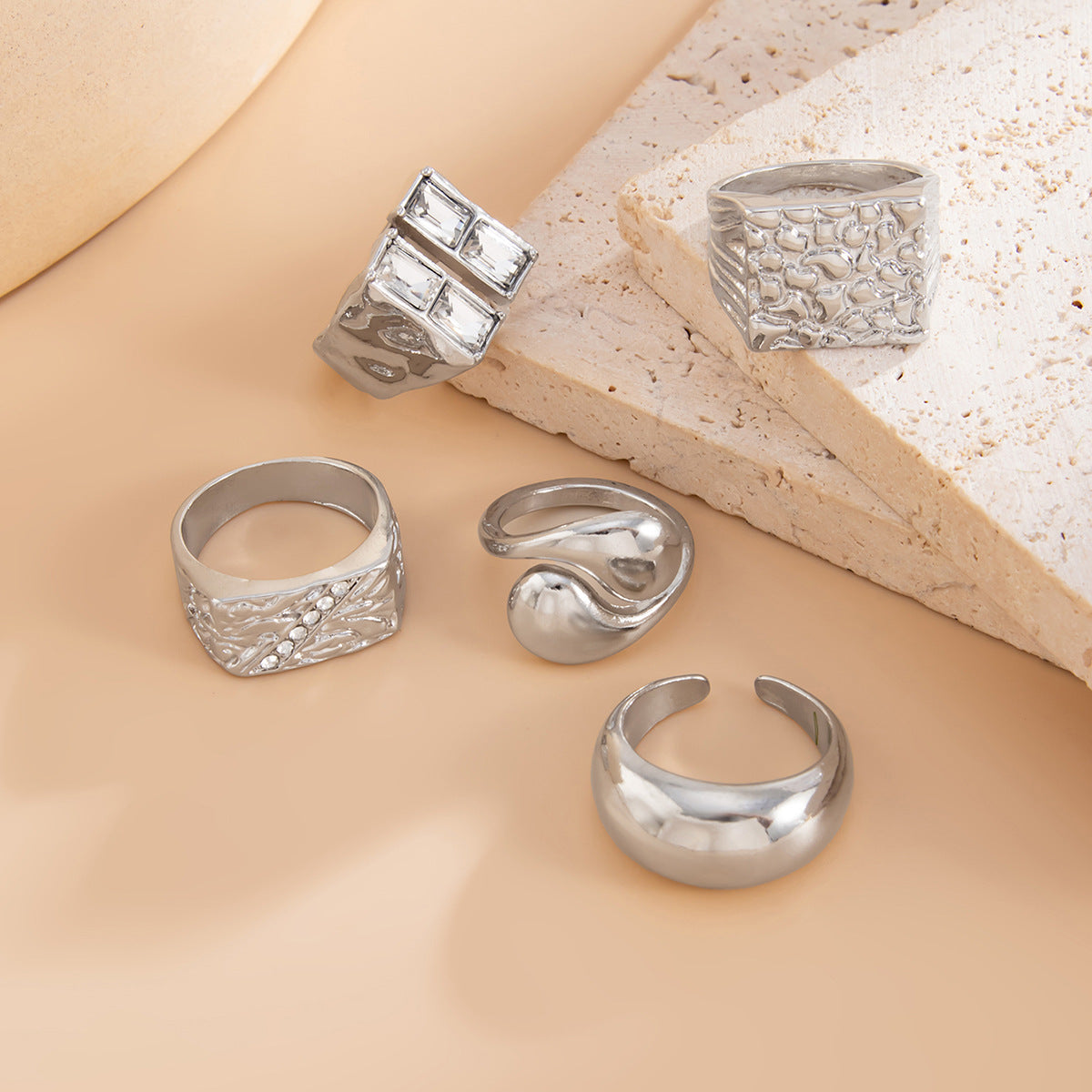 GOLD&SILK Diamond and Gemstone Set Rings (5 pieces)