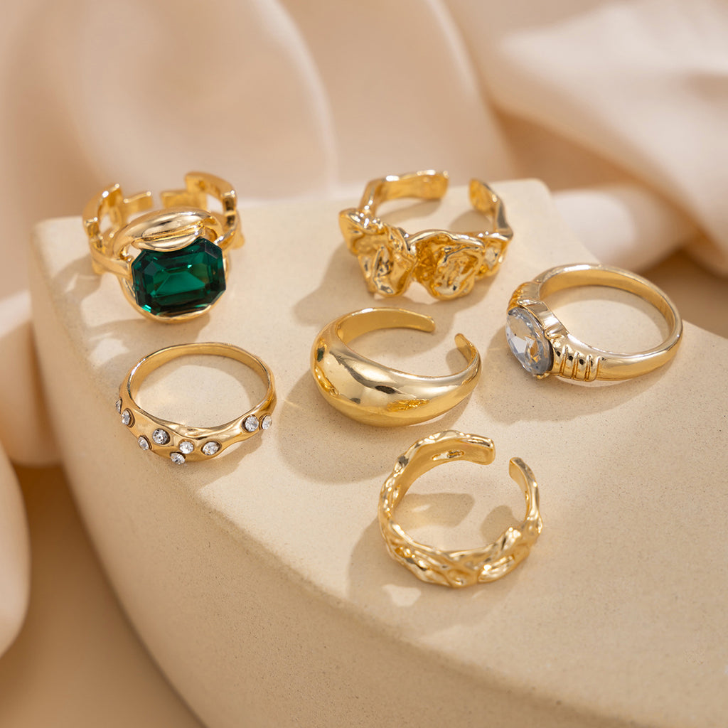 GOLD&SILK Diamond and Gemstone Set Rings (6 pieces)